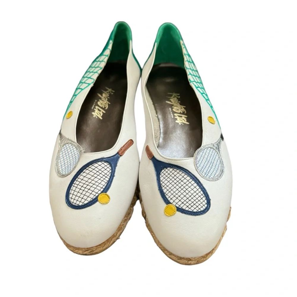 Knights LTD Made in Spain women’s Leather Espadrille Flats Tennis Design Size 11